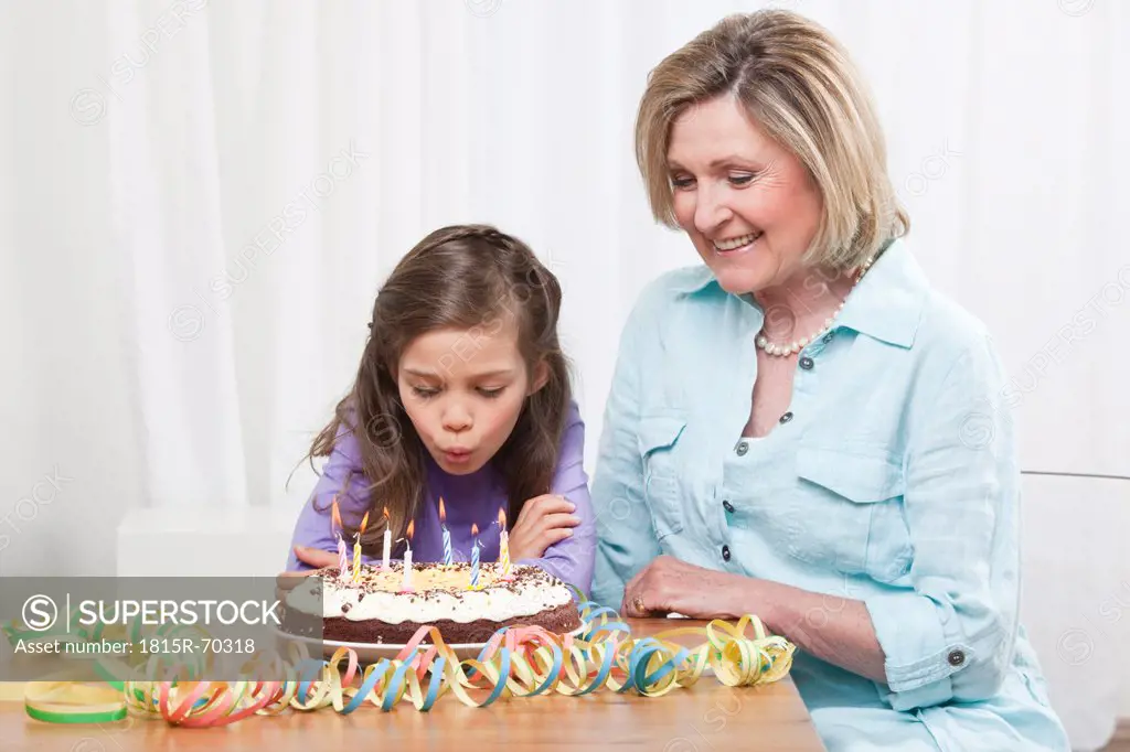 Granddaughter 6_7 and grandmother celebrating birthday