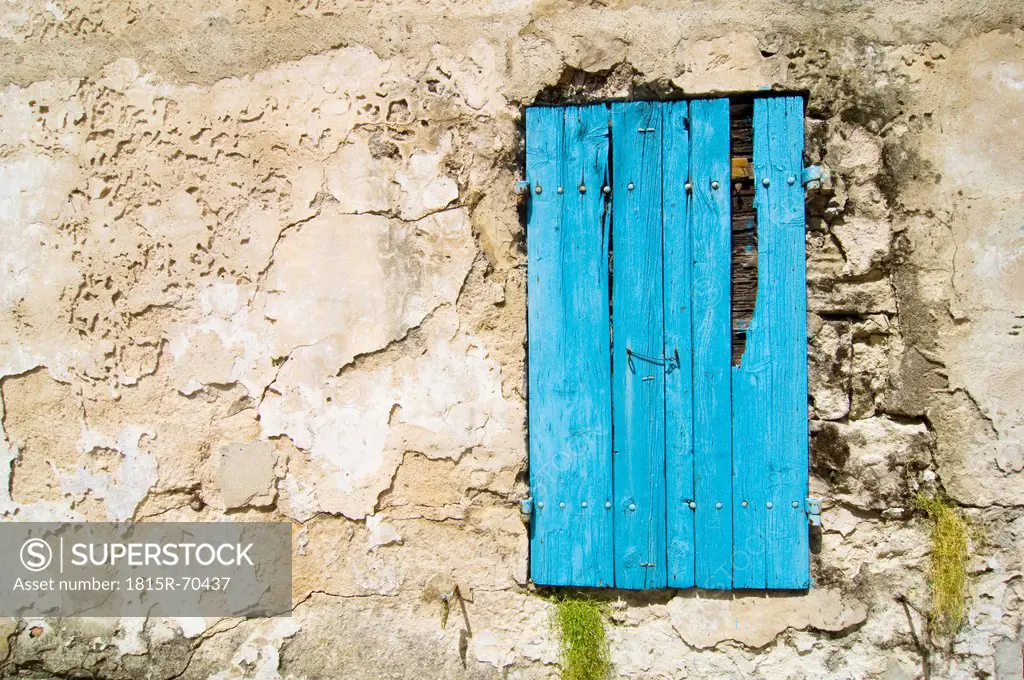 France, View of old blue door of house