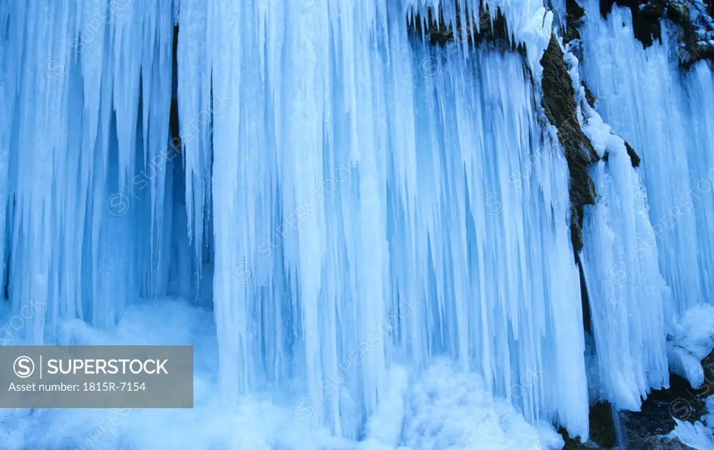 Germany, Bavaria, frozen waterfall, close-up