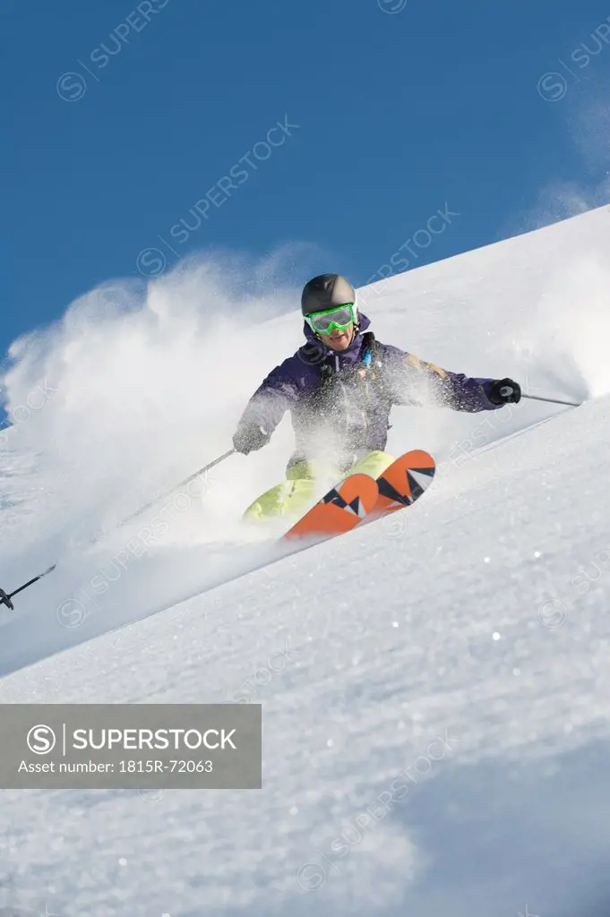 Austria, Man skiing on arlberg mountain