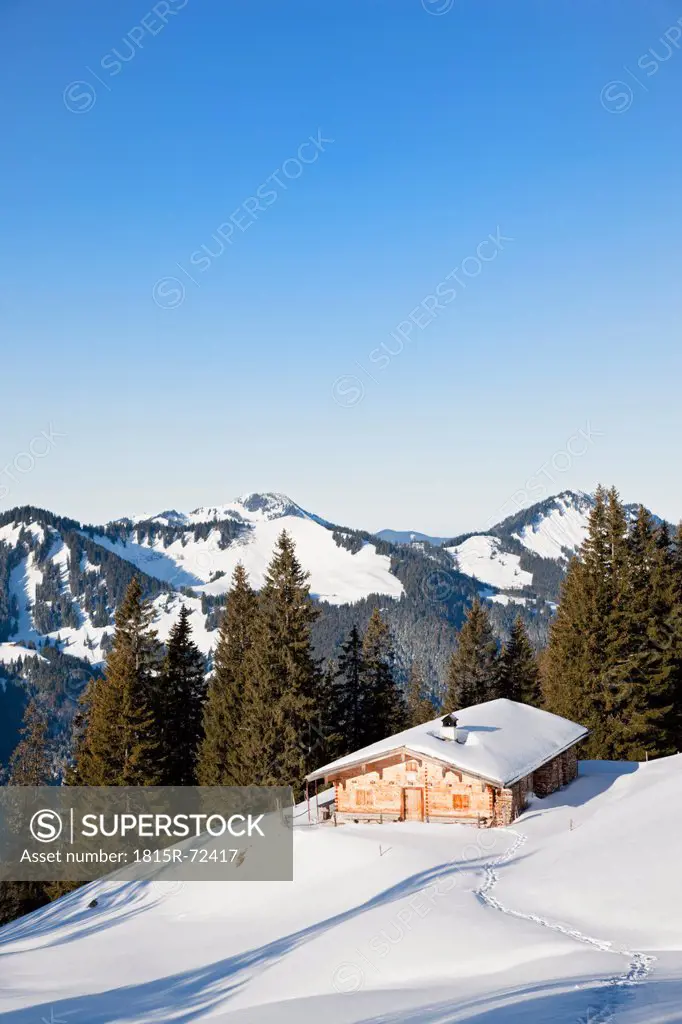 Germany, Bavaria, Rottwand, Mountain hut in winter