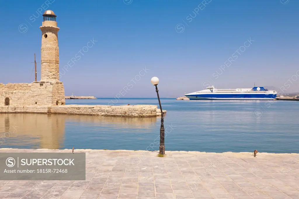 Greece, Crete, Rethimno, View of ship at harbour