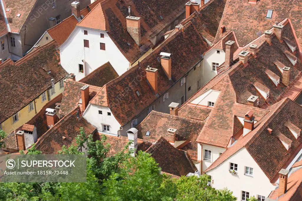 Austria, Styria, Graz, Roof tops of old town, elevated view