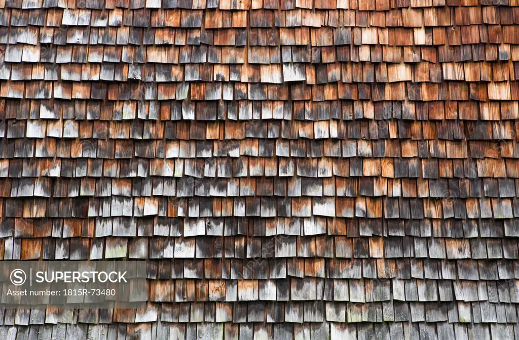 Austria, Styria, Stuebing, Weathered roof of wooden house, close up