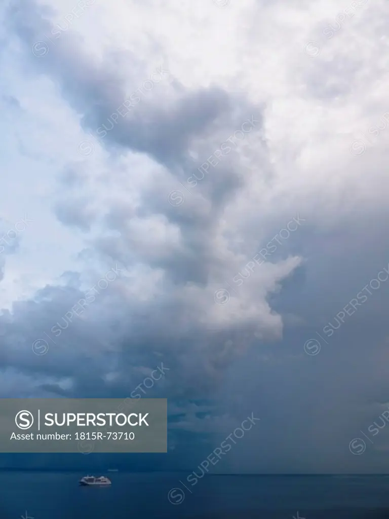 Southern Italy, Amalfi Coast, Piano di Sorrento, View of storm clouds at sea