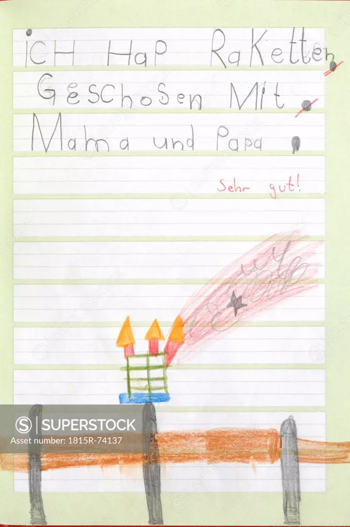 Germany, Munich, Child´s drawing in exercise book
