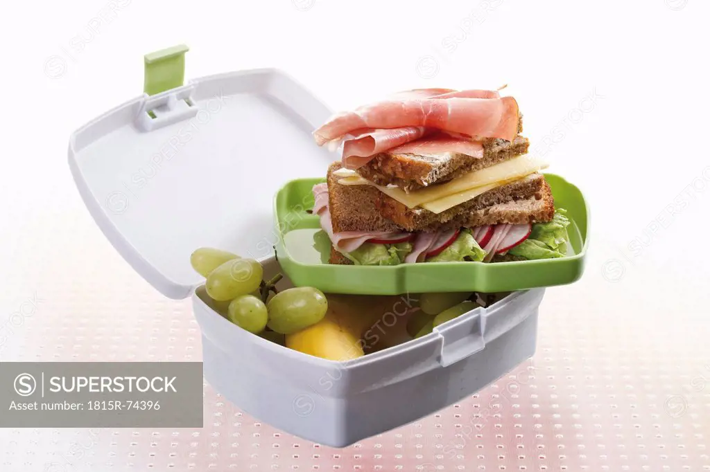 Open lunchbox with food, close up