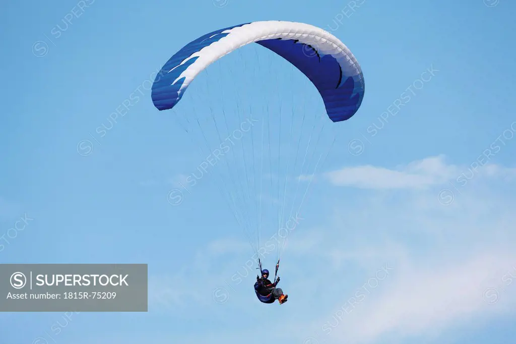 Germany, Moselle, Person parachuting in the sky