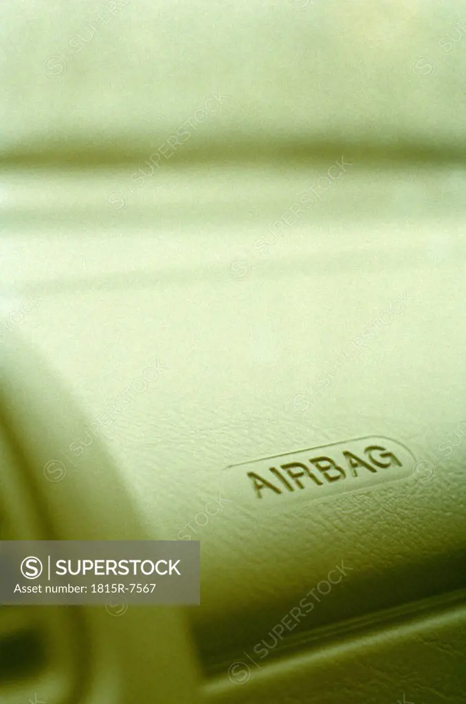 Airbag sign on dashboard of car