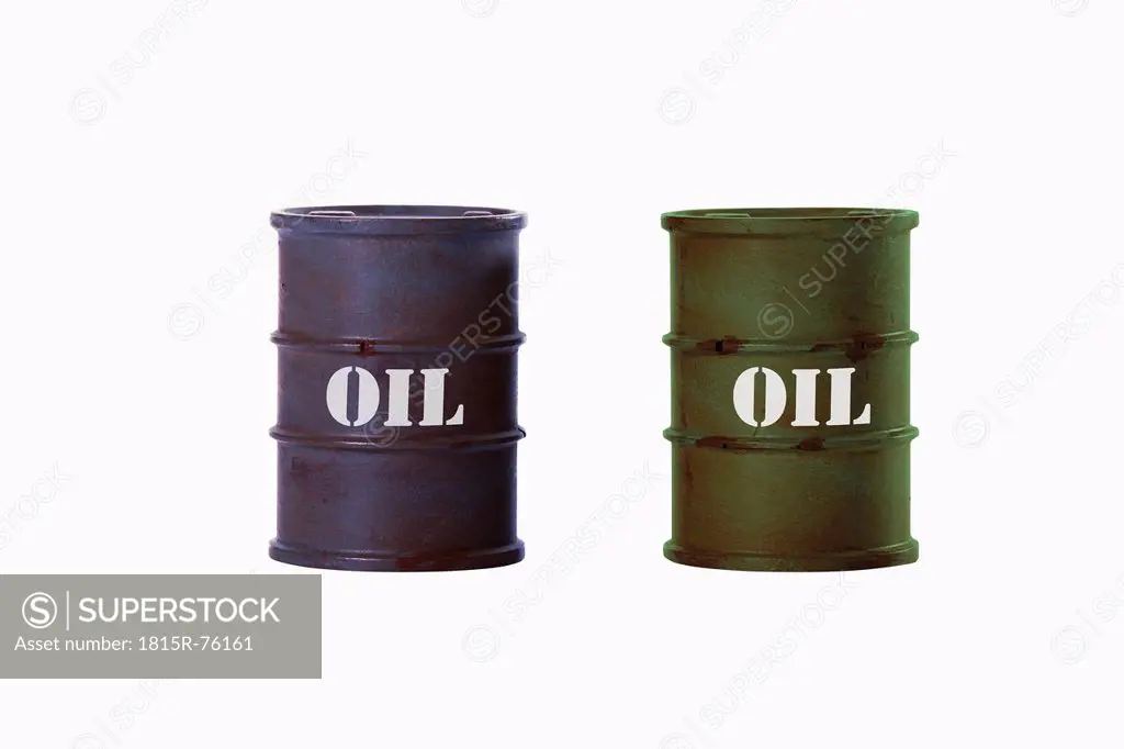 Two oil drums on white background
