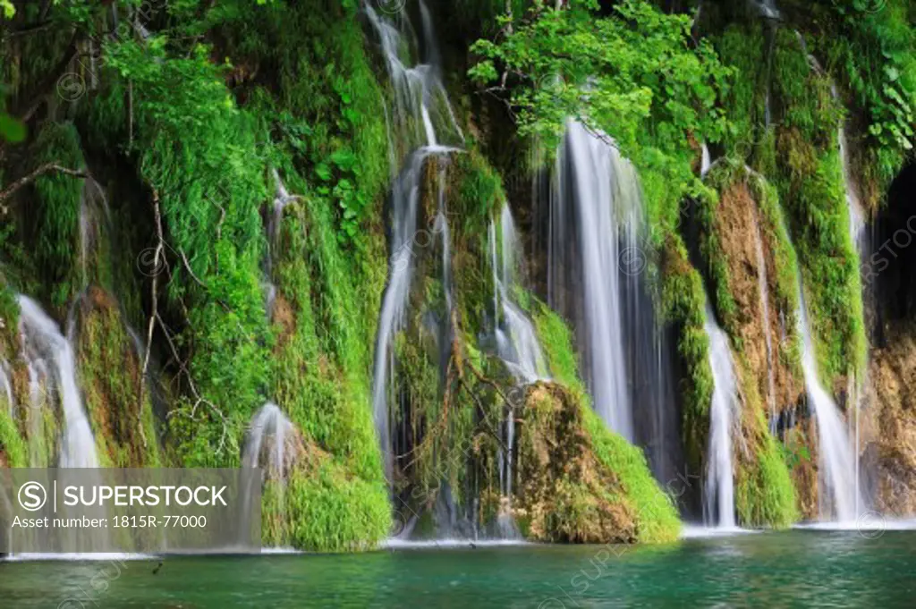 Europe, Croatia, Jezera, View of waterfall at plitvice lakes national park