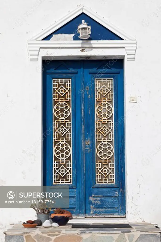 Greece, Cyclades, Thira, Santorini, Fira, Closed old door