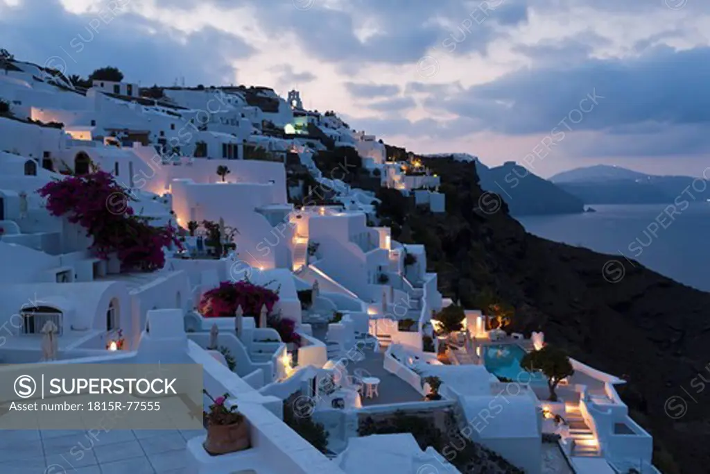 Europe, Greece, Thira, Cyclades, Santorini, View of oia at morning