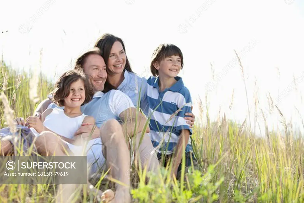Germany, Bavaria, Family enjoying together, smiling