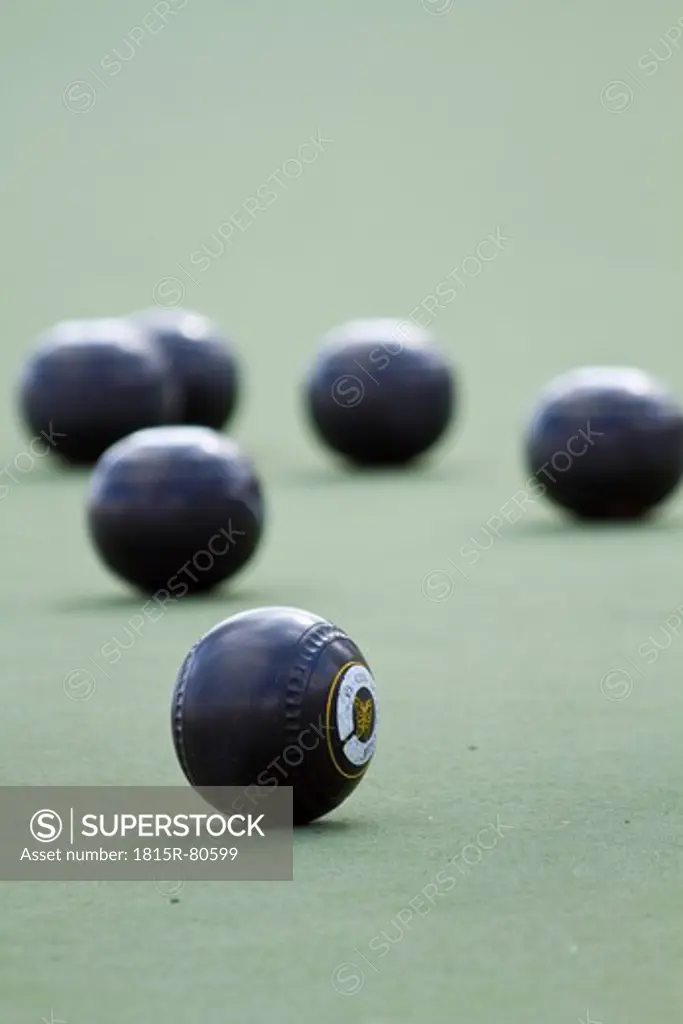Spain, Denia, Close up of bowling balls on bowling green