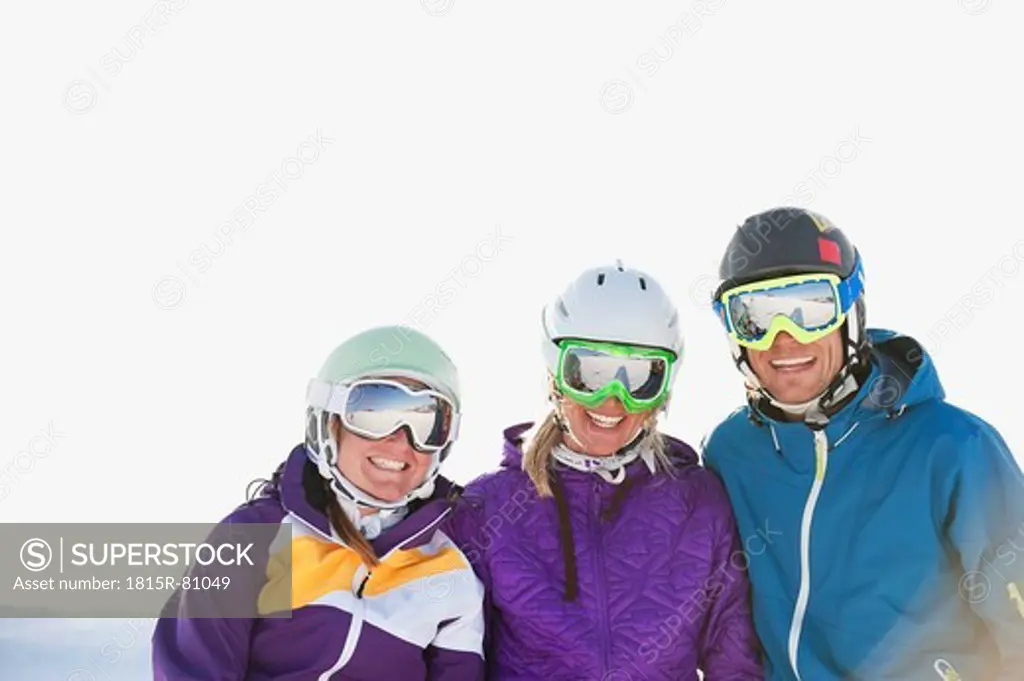 Italy, Trentino_Alto Adige, Alto Adige, Bolzano, Seiser Alm, Group of people skiing, smiling