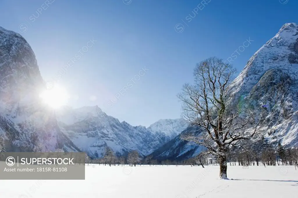 Germany, Bavaria, View of winter landscape at Karwendel mountains