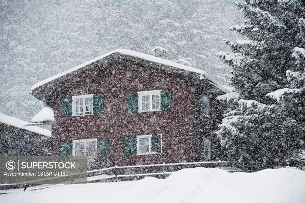Austria, Kleinwalsertal, ski resort, mountain hut