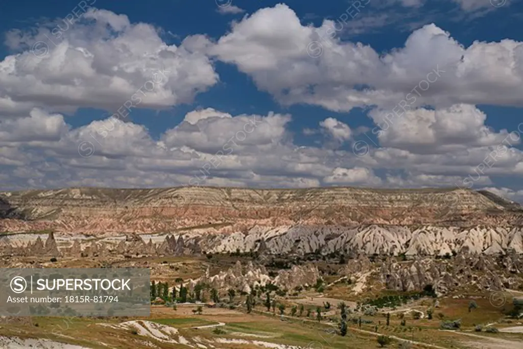 Turkey, Cappadocia, Goreme, View of valleys