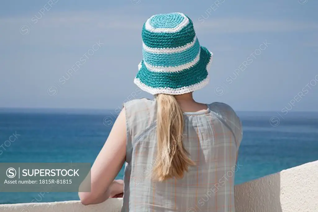 France, Corsica, Woman looking at view