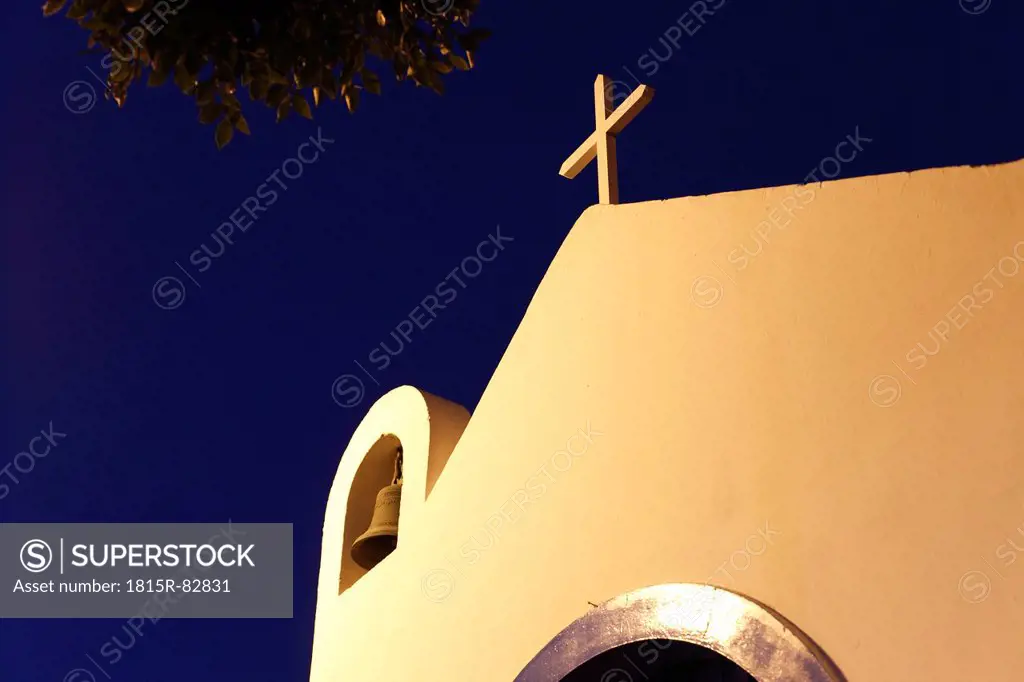 Spain, Canary Islands, La Gomera, La Playa, View of san pedro chapel at night