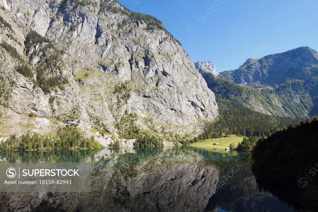 Germany, Bavaria, Upper Bavaria, Fischunkel_Alm, View of Berchtesgaden National Park near lake obersee