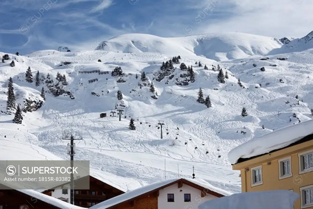 Austria, Vorarlberg, View of zürs skiing region