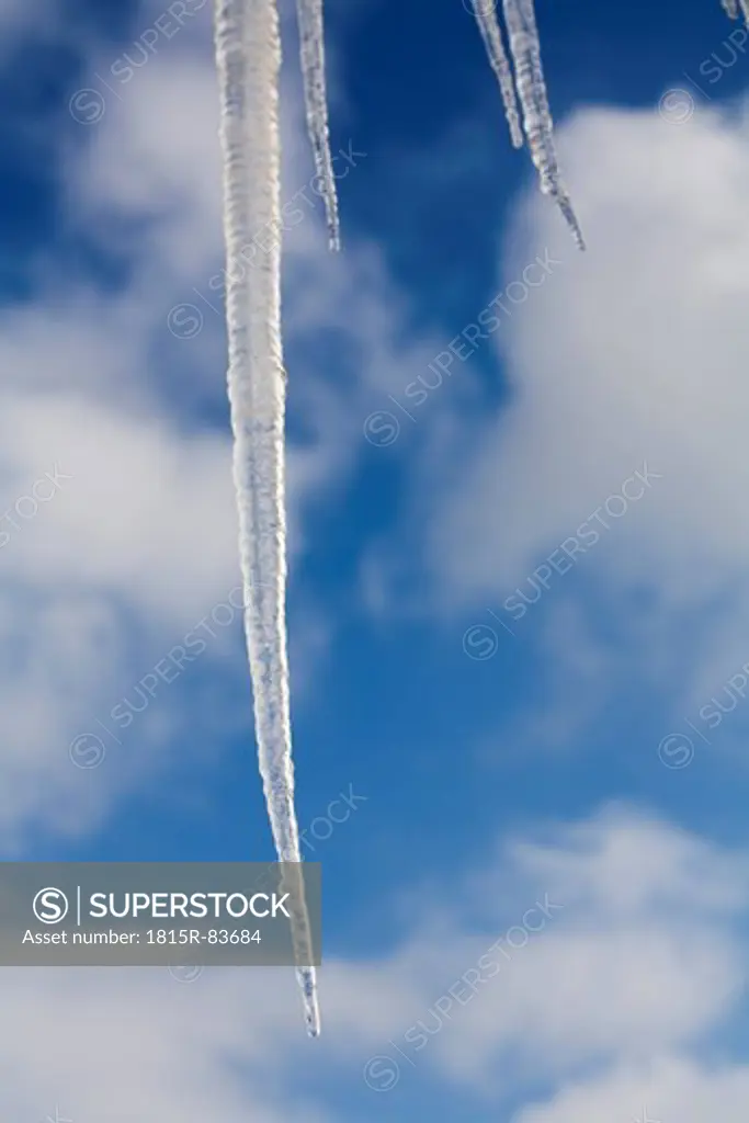 Germany, Bavaria, View of icicle against sky