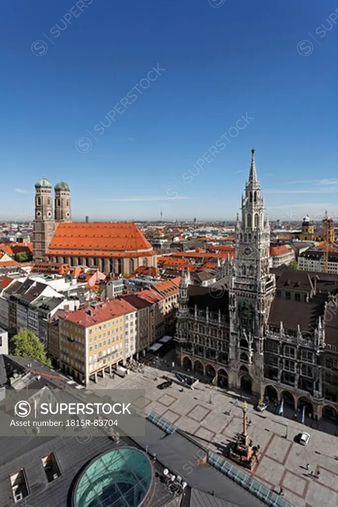 Germany, Bavaria, Munich, Marienplatz, Cathedral townhall, View from steeple of St. Peter