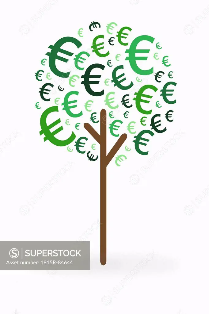 Euro sign growing on tree