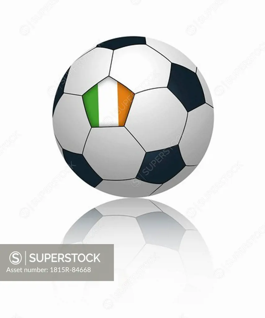 Republic of Ireland flag on football, close up