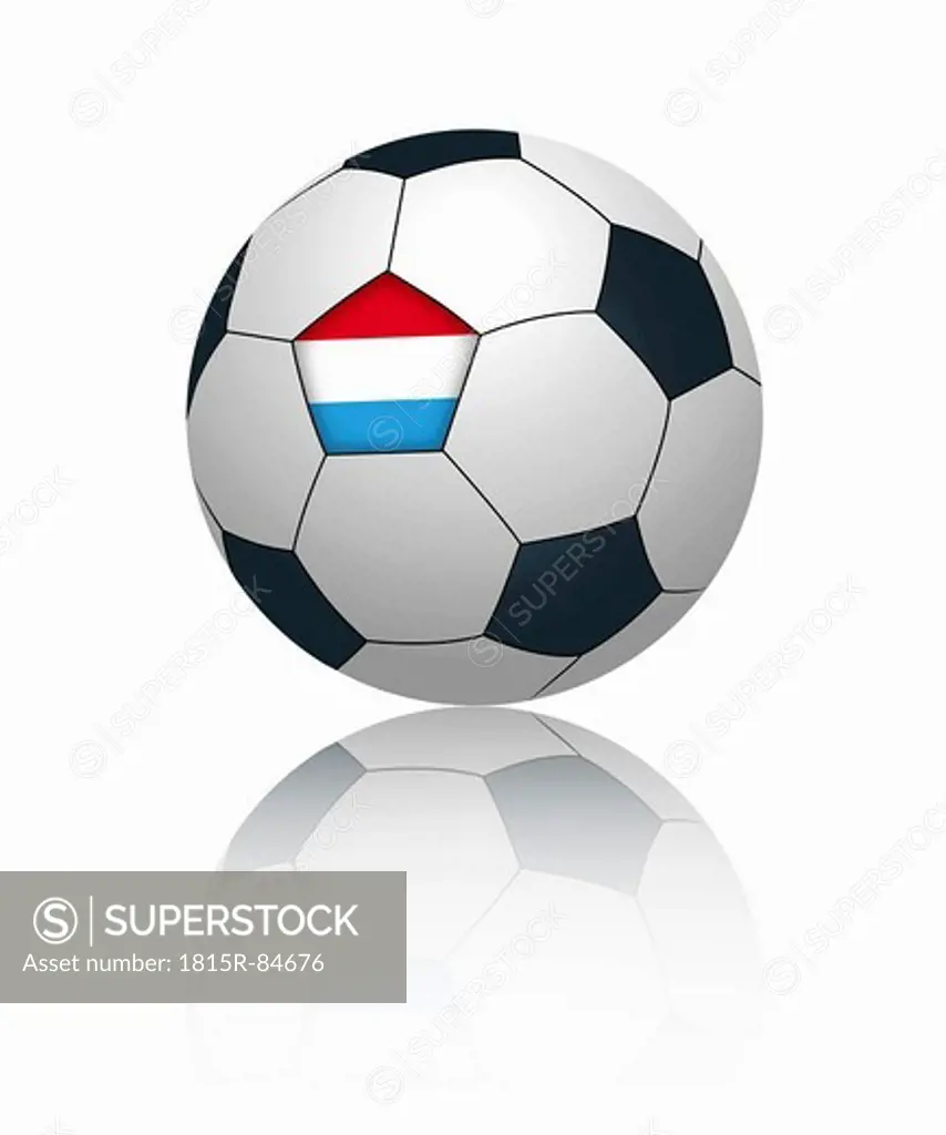 Luxembourg flag on football, close up