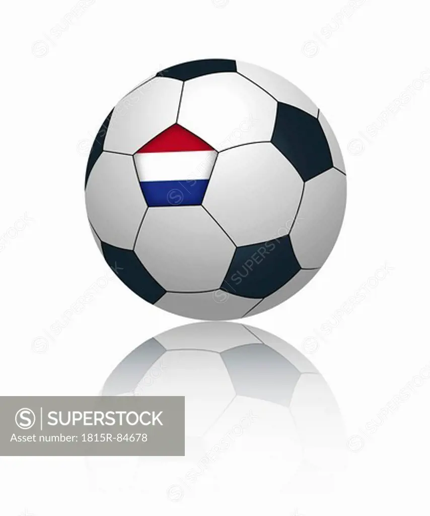 Dutch flag on football, close up