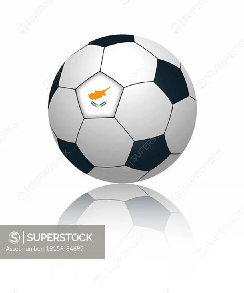 Cypriot flag on football, close up