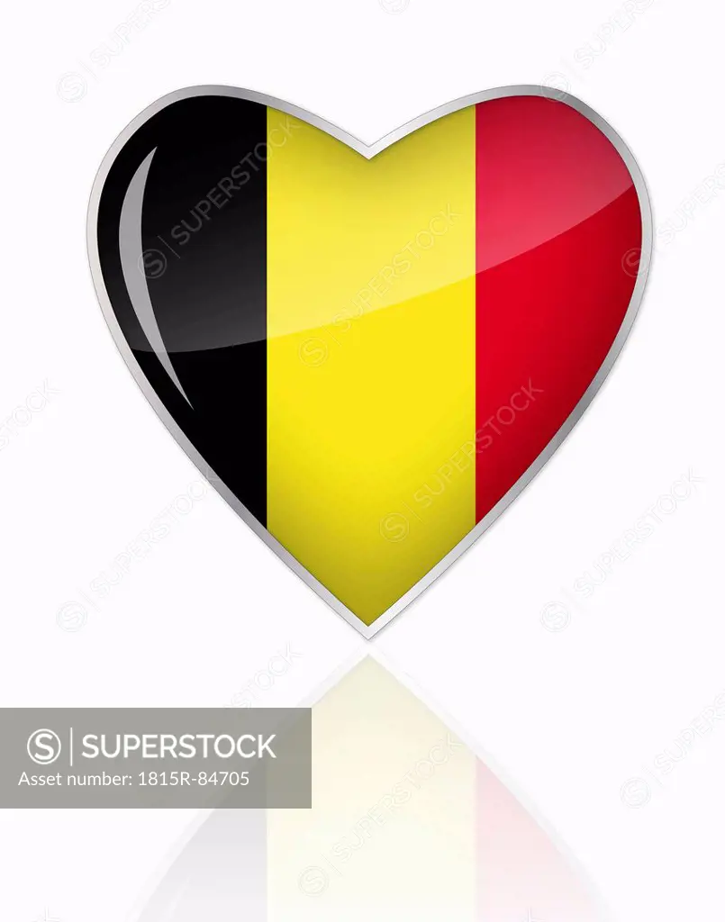 Flemish flag in heart shape on white background
