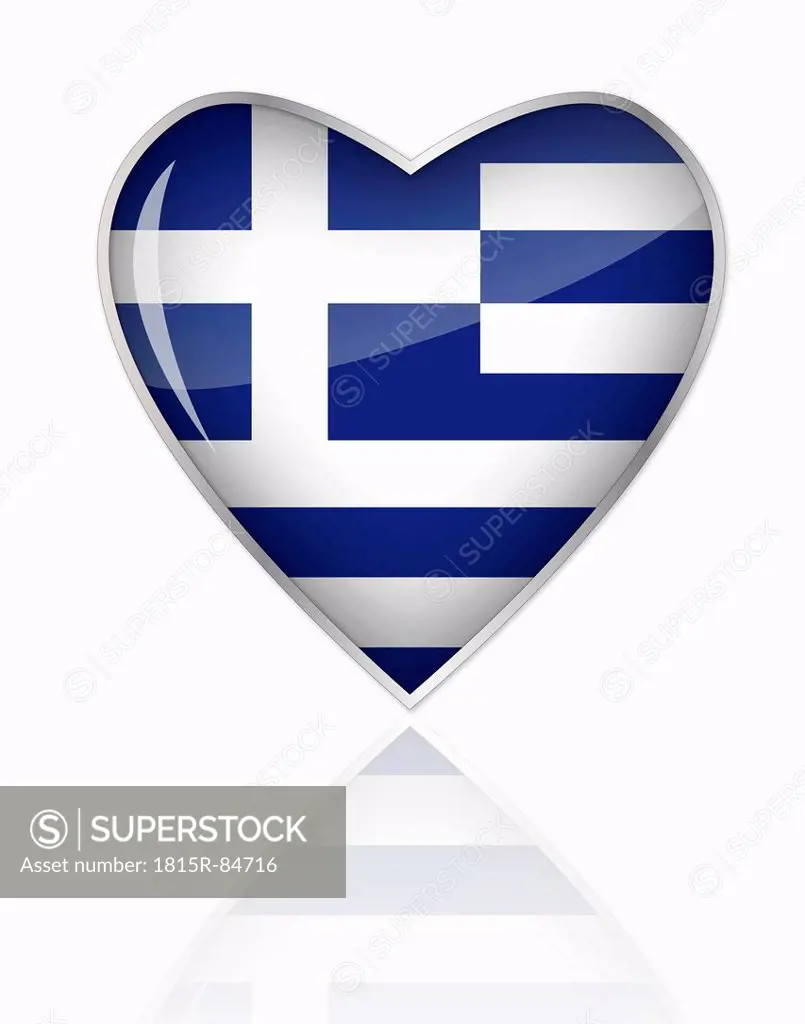 Greek flag in heart shape on white background
