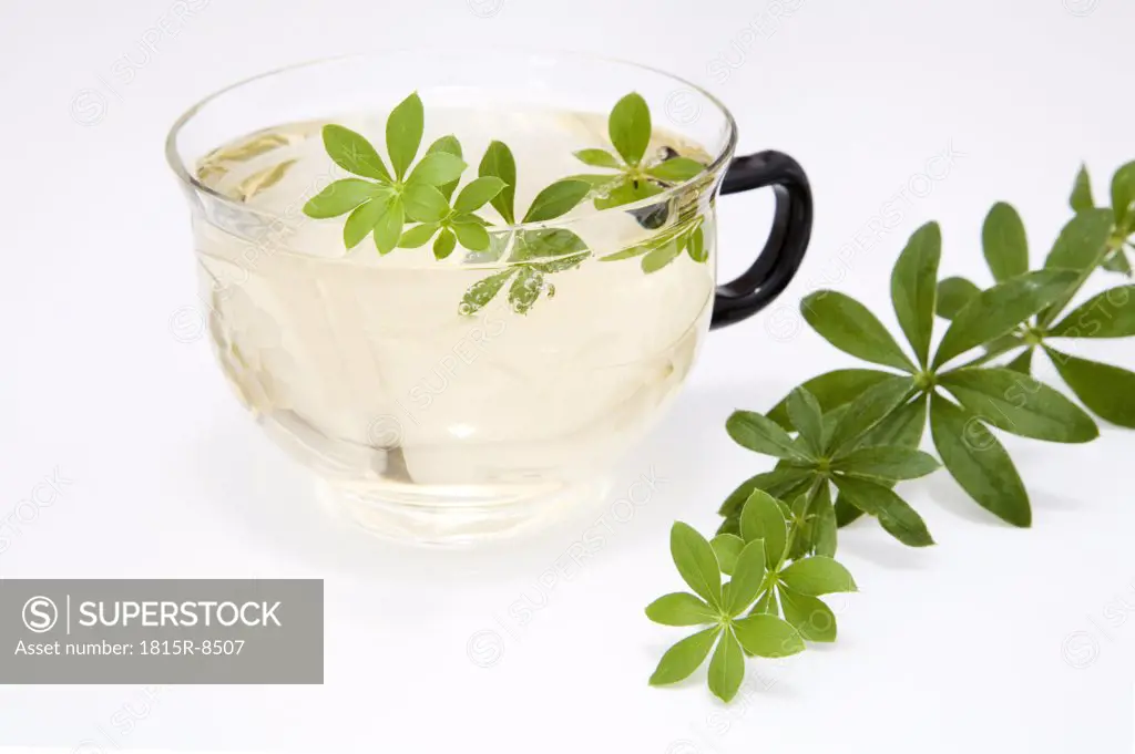 Woodruff in cup of sparkling water