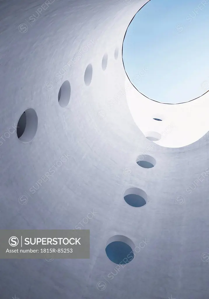 View of sky through cylindrical structure