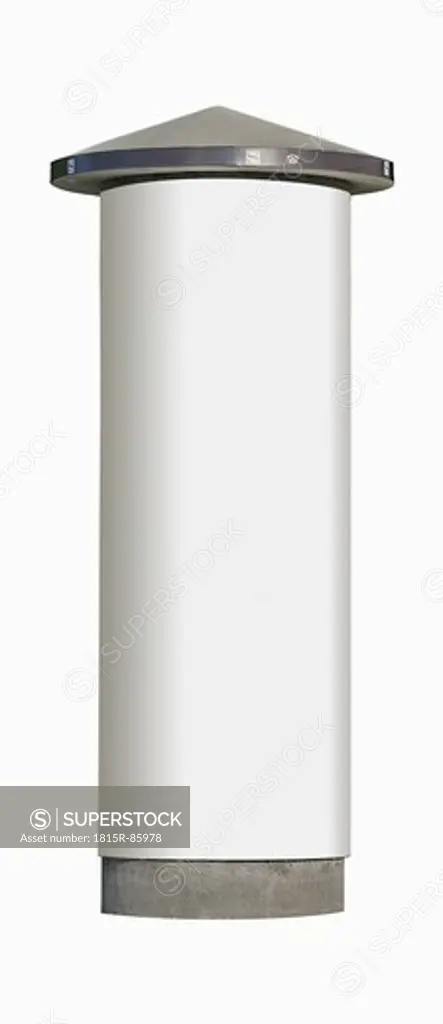 Advertising pillar against white background