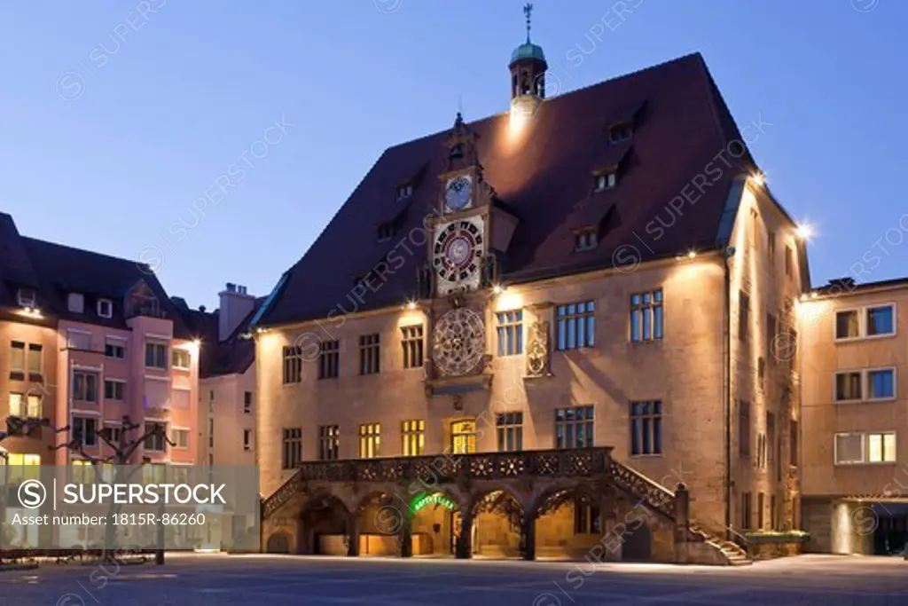 Germany, Baden_Württemberg, Heilbronn, Historical town hall with astronomical clock