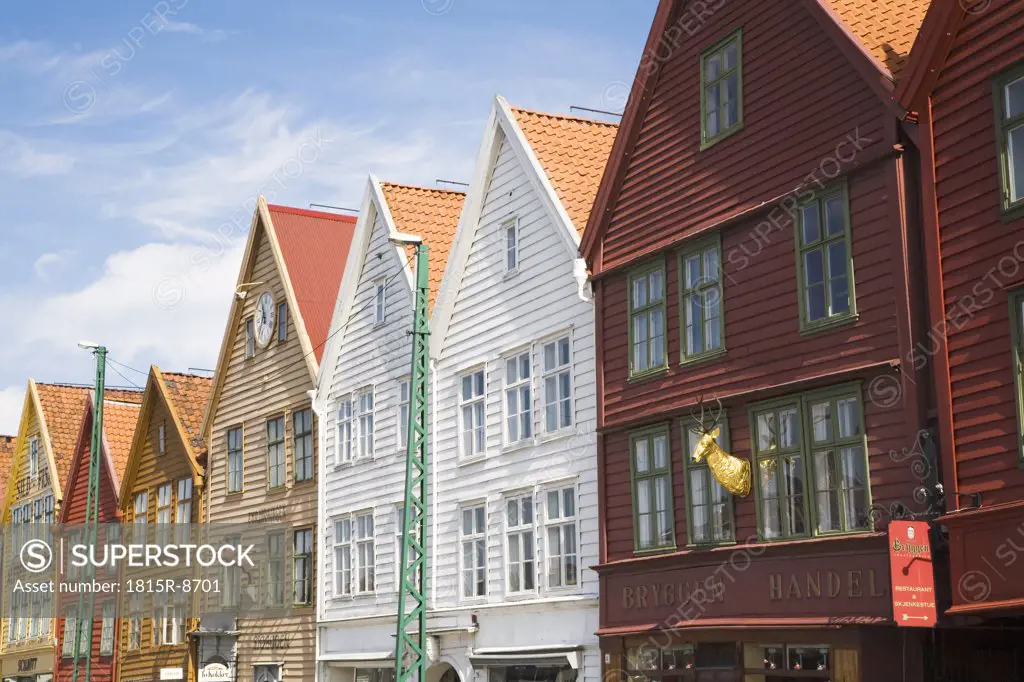 Norway, Bergen, Old Town, historic frame houses