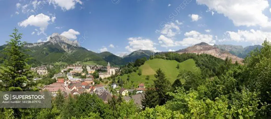 Austria, Styria, Eisenerz, Erzberg, View of town