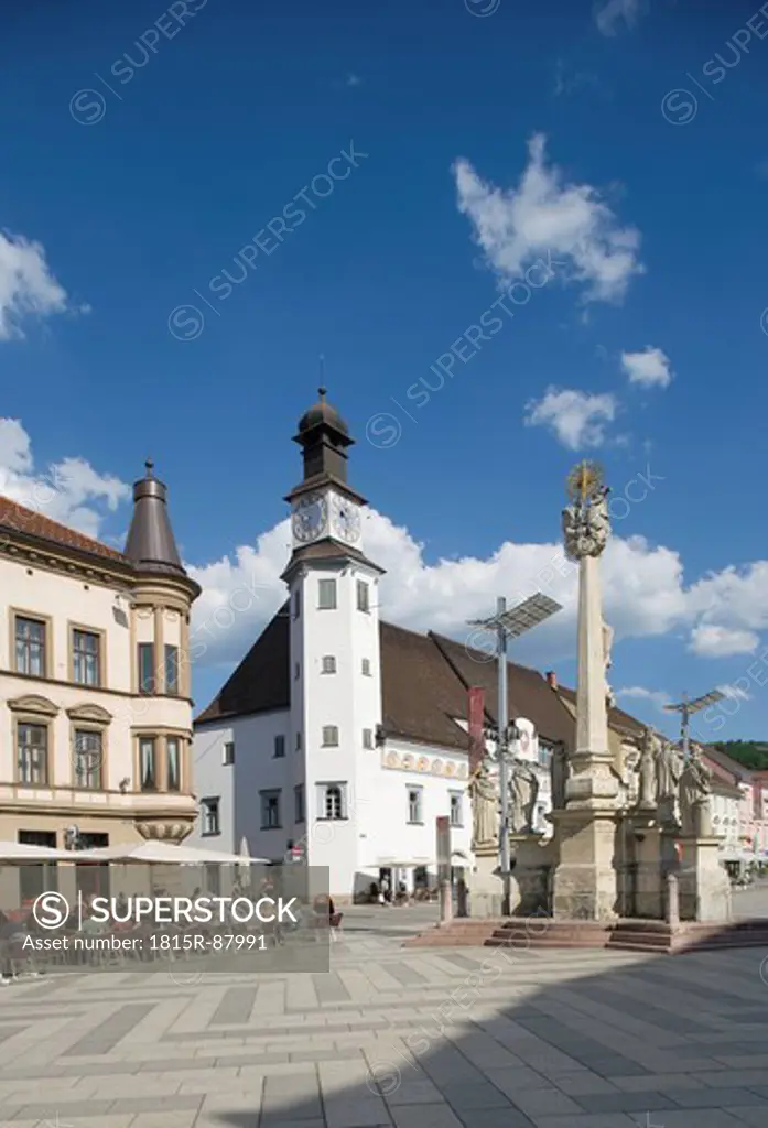 Austria, Styria, Leoben, Hauptplatz, View of altes rathaus
