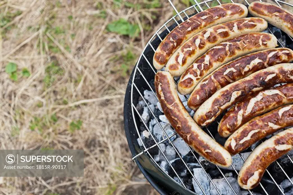 Belgium, Mechelen, Sausages on barbecue grill