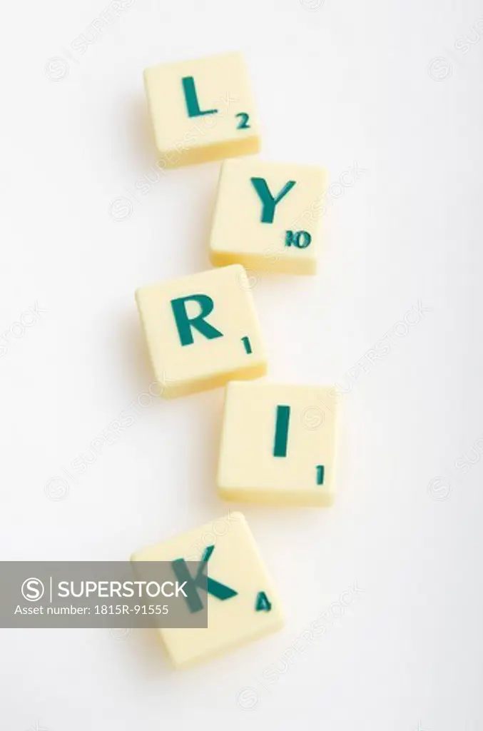 Scrabble game with word Lyrik on white background