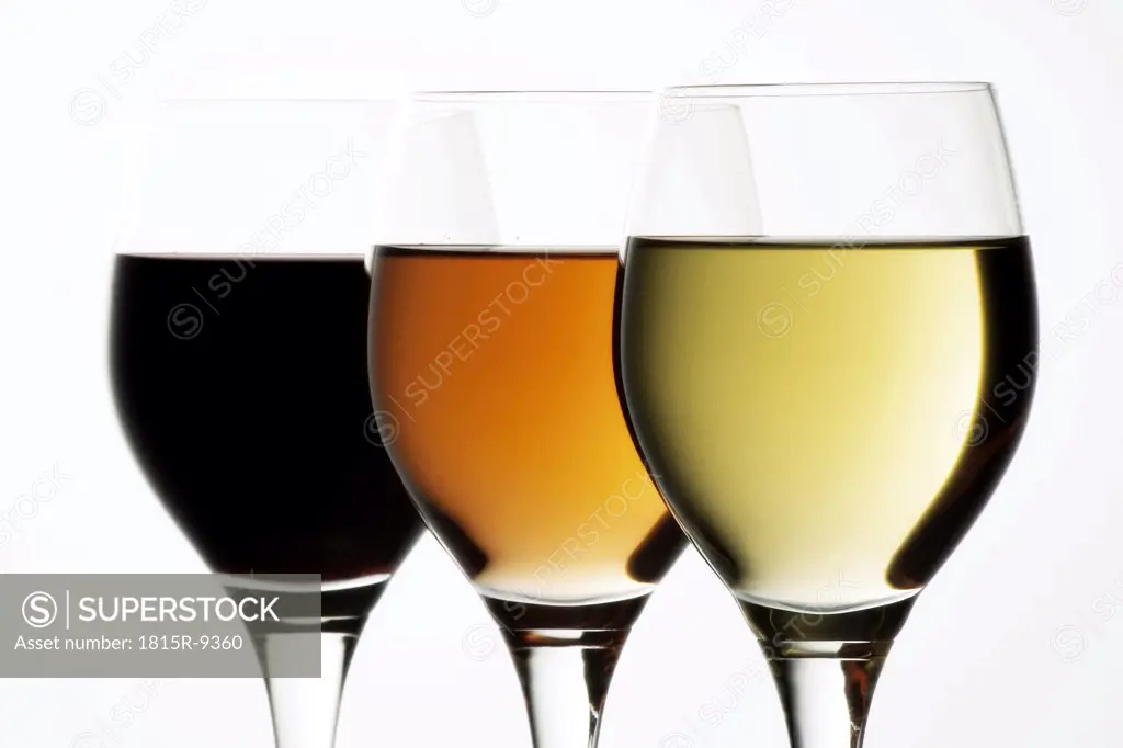 different wines, three glasses