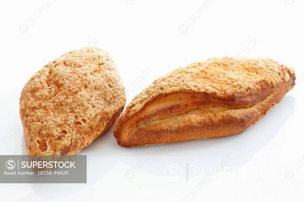 Gouda cheese bread on white background, close up