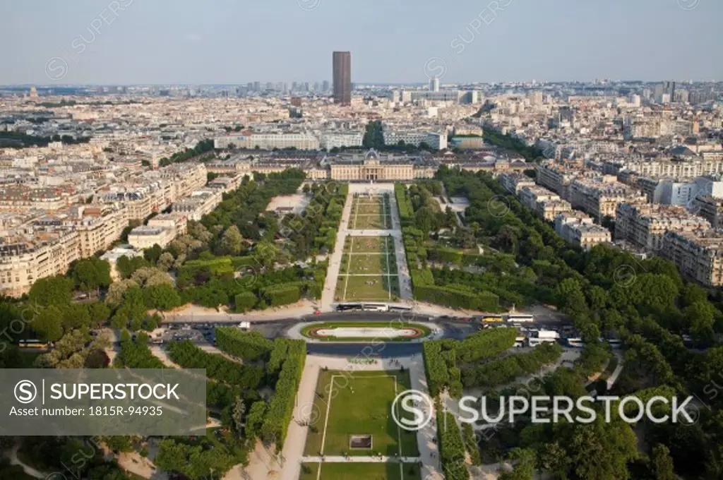 France, Paris, View of city with Champ de Mars
