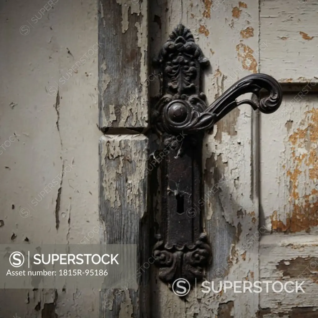 Germany, Close up of rusty iron door handle