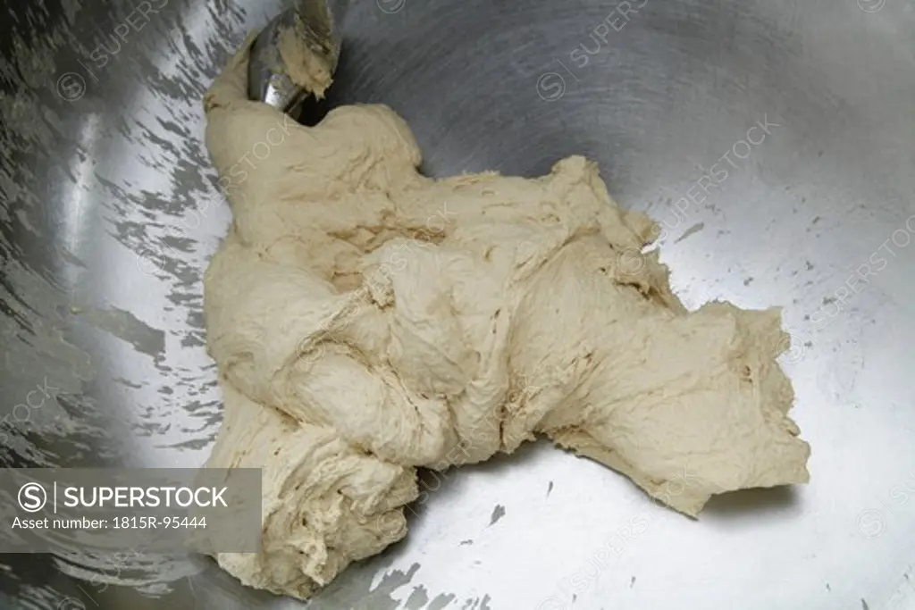 Germany, Upper Bavaria, Egling, White bread dough in kneading mahine, close up